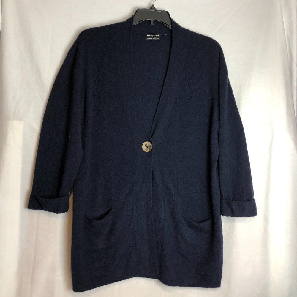 Repeat Cashmere Silver Edition Blue With Button Size L. Rs